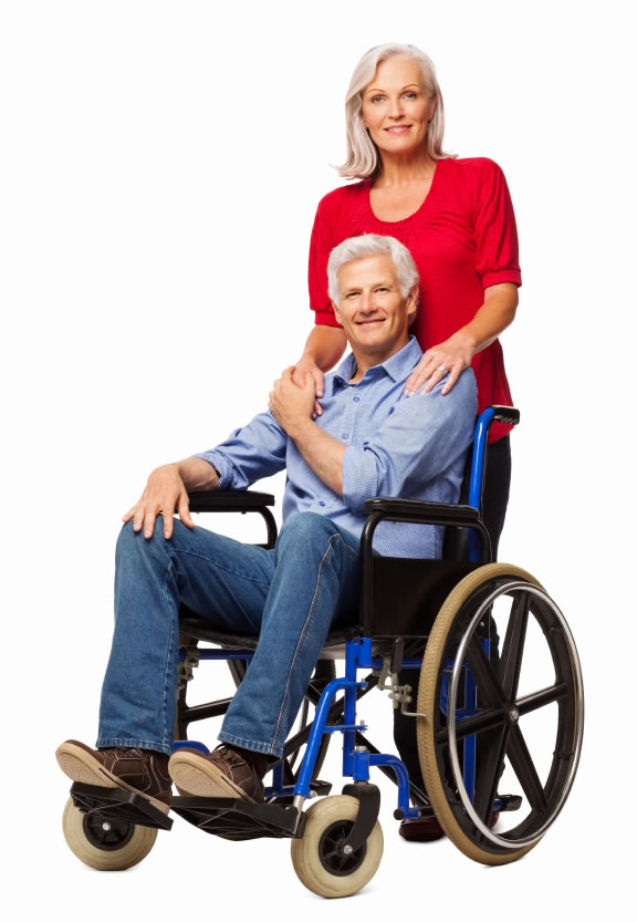 Couple with man in wheelchair